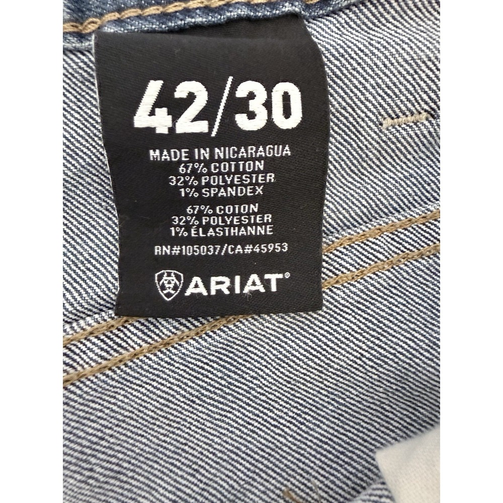 Ariat Jeans Mens 42x30 Blue Rebar M4 Low Rise Boot Cut Workwear Denim Loop Lock - Picture 7 of 7